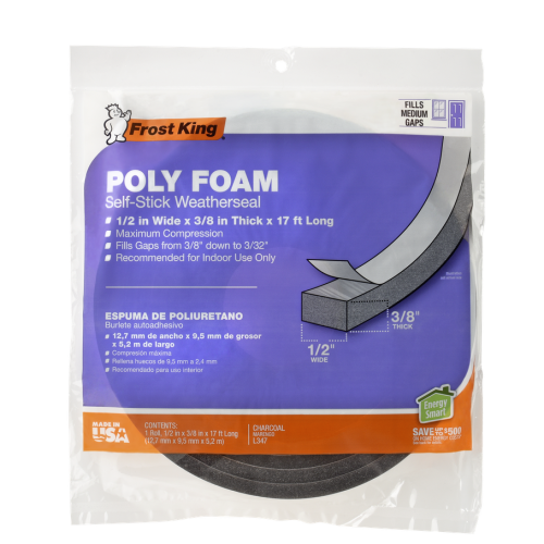 thumbnail image 2 of Peak Weather Stripping Tape 1/2 Inch Thick Foa X 3/4 Inch Wide X 25 Ft. Long Black Black PVC 2 of 14