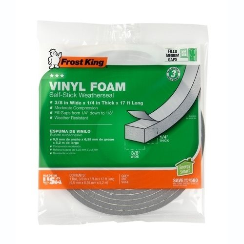 1-1//2in Wide x 1//4in Thick x 17ft Long Poly Foam Self-Stick Weatherseal Tape with Open Cell /& Maximum Compression White