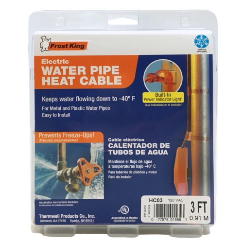 NEW ~  Frost King Electric water pipe heat cable 27 to 31ft. long 110 volt