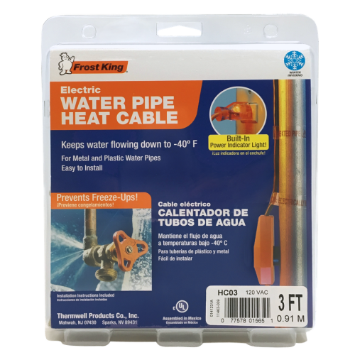 Heat Tape Easy Heat Freeze Protection Cable Waterline Heater Pre-cut to 35  Foot includes Installed Plug Head